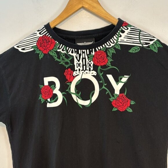 BOY London Black Tie-Waist Rose T-Shirt XS - Picture 2 of 11